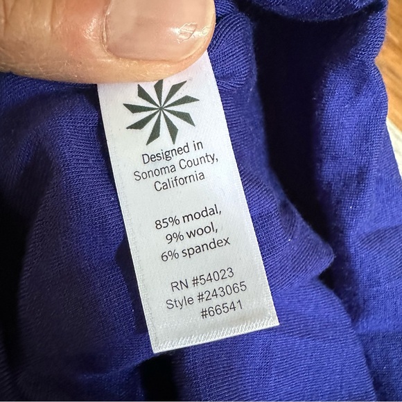 Athleta Womens Solstice Ruched Cowl Neck  Dress Sz M Modal Wool Stretch Sapphire - Picture 9 of 11